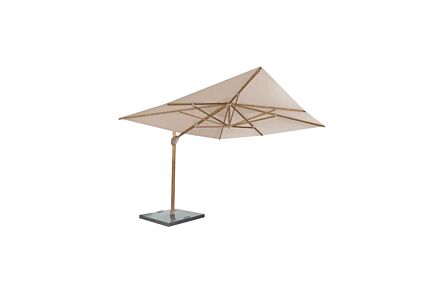 4 Seasons Outdoor Hacienda 300 x 400 cm Wood Look Parasol with 125kg Siesta Granite Grey Base with Wheels - Sand