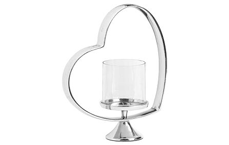 Hill Interiors Heart Shaped Nickel Plated Candle Holder
