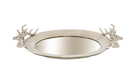 Hill Interiors Large Mirrored Tray With Stag Heads