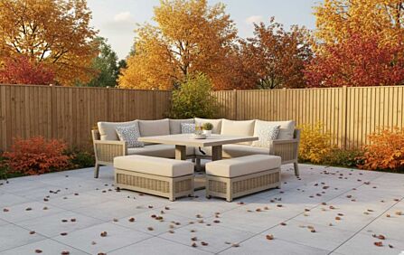 JB Furniture Exclusive Conrad Rattan Square Adjustable Corner Garden Sofa Dining Set - Latte