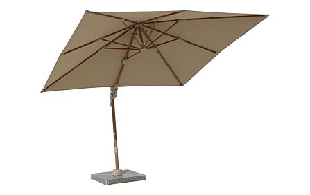 Bramblecrest Lichfield 2.7m Square Wood Effect Cantilever Parasol with Granite Base & Protective Cover - Sand