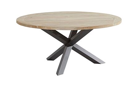 4 Seasons Outdoor Louvre Round 160 Wooden Dining Table Top with Anthracite Legs