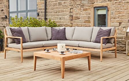 Pacific Lifestyle Malta Corner Sofa with Wooden Coffee Table