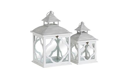 Hill Interiors Set Of 2 Wooden Lanterns With Marrakesh Patterns