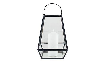 Pacific Lifestyle Matt Black Metal & Clear Glass Geo Lantern