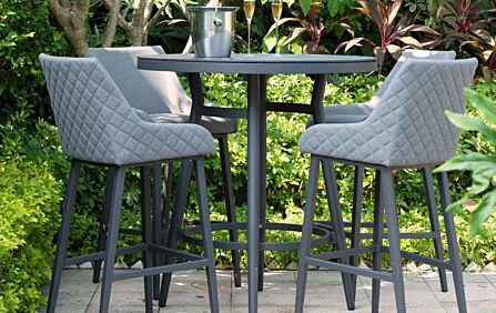 Maze Regal Outdoor Fabric 4 Seat Round Bar Set - Flanelle Maze Regal Outdoor Fabric 4 Seat Round Bar Set - Flanelle