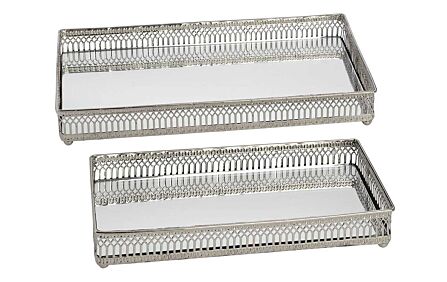 Hill Interiors Set of Rectangular Nickel Plated Trays