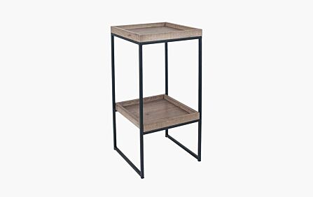 Pacific Lifestyle Gallery Natural Wood Veneer And Black Metal Side Table