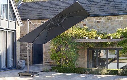Pacific Lifestyle Nexus T2 3m Square Cantilever Parasol With Ancona 90kg Ceramic Wheeled Base - Anthracite/Faded Black