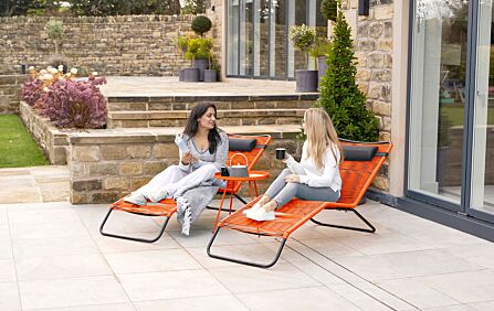 Pacific Lifestyle Orange PU Rio Set of 2 Sun Loungers