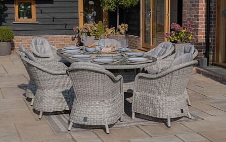 Maze Oxford 8 Seat Oval Dining Set With Ceramic Glass Top & Lazy Susan