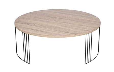 Pacific Lifestyle Atri Dark Wood And Black Metal Round Coffee table