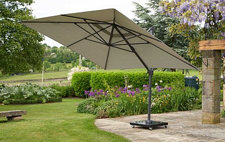 Pacific Lifestyle Challenger T2 3.5 x 2.6m Rectangular Luna Grey Free Arm Parasol With 90kg Wheeled Base