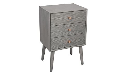 Pacific Lifestyle Chaya Dark Grey Pine Wood 3 Drawer Bedside Table