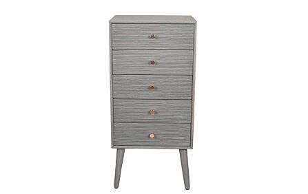 Pacific Lifestyle Chaya Dark Grey Pine Wood 5 Drawer Tall Boy