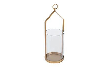 Pacific Lifestyle Clear Glass And Brass Metal Large Hurricane