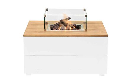 Pacific Lifestyle Cosipure 100 White and Teak Square Fire Pit