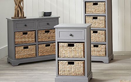 Pacific Lifestyle Devonshire Grey Wood One Drawer Two Basket Unit