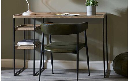 Pacific Lifestyle Gallery Natural Wood Veneer And Black Metal Desk