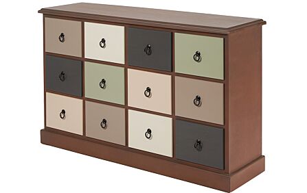 Pacific Lifestyle Loft Pine Wood Sage Multicoloured 12 Drawer Unit
