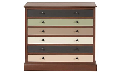 Pacific Lifestyle Loft Pine Wood Sage Multicoloured 6 Drawer Unit