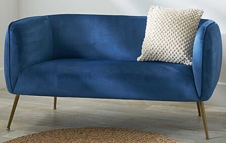 Pacific Lifestyle Lucca Sapphire Blue Velvet Sofa with Gold Legs