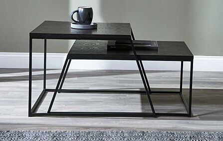 Pacific Lifestyle S/2 Mashiko Coffee Tables Black Ash Veneer and Black Metal