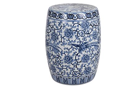 Pacific Lifestyle Matilde Blue and White Floral Ceramic Stool