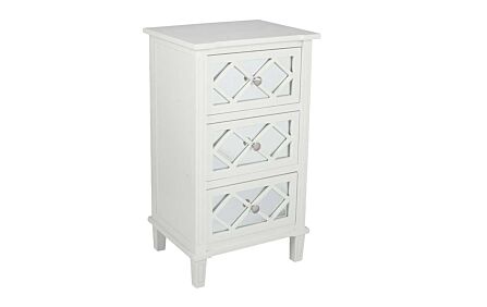 Pacific Lifestyle Puglia Ivory Mirrored Pine Wood 3 Drawer Unit 