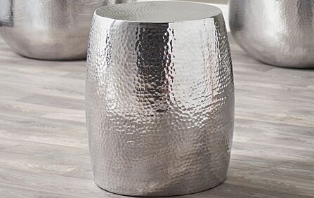 Pacific Lifestyle Sangli Hammered and Polished Aluminium Round Stool