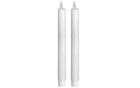Hill Interiors White Luxe Flickering Flame LED Wax Dinner Candles  Set of 6 Hill Interiors White Luxe Flickering Flame LED Wax Dinner Candles  Set of 6
