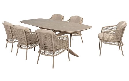 4 Seasons Outdoor Puccini 6 Seat Garden Dining Set With Prado Ellipse Table