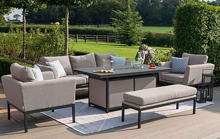 Maze Pulse 3 Seat Sofa Set With Firepit Table - Oatmeal