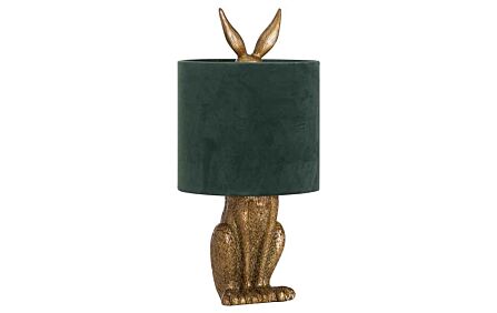 Hill Interiors Gold Hare Lamp With Green Velvet Shade