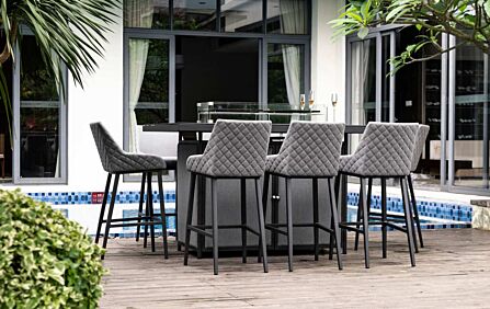 Maze Regal Outdoor Fabric 8 Seat Bar Set With Fire Pit Table - Flanelle Maze Regal Outdoor Fabric 8 Seat Bar Set With Fire Pit Table - Flanelle