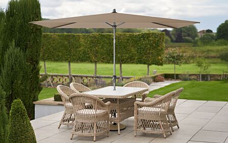 Pacific Lifestyle Riva 3 x 2m Taupe Parasol With 40kg Ceramica Wheeled Sandstone Base