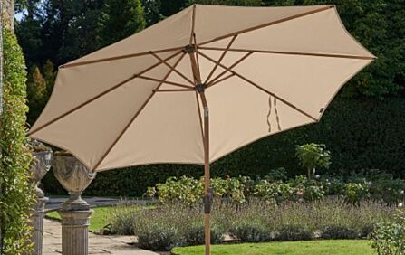 Platinum Riva 3m Round Champagne Teak Parasol & 15kg Base