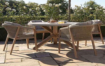Maze Martinique Rope Weave 4 Seat Round Dining Set  Maze Martinique Rope Weave 4 Seat Round Dining Set