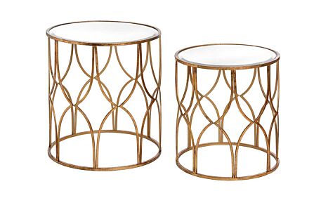 Hill Interiors Set Of Two Lattice Detail Gold Side Tables