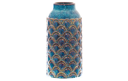 Hill Interiors Seville Large Indigo Scalloped Vase