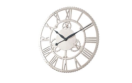 Pacific Lifestyle Shiny Nickel Cog Design Round Clock Large