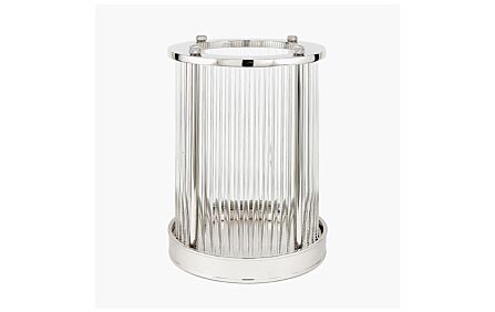 Pacific Lifestyle Silver Metal And Clear Textured Glass Large Hurricane