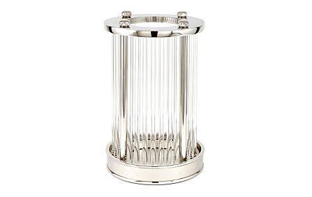 Pacific Lifestyle Silver Metal And Clear Textured Glass Small Hurricane