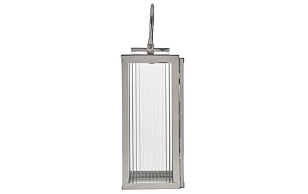 Pacific Lifestyle Silver Metal And Ribbed Glass Lantern Small
