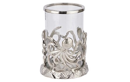 Hill Interiors Silver Octopus Candle Hurricane Lantern