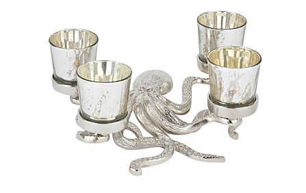 Hill Interiors Silver Octopus Four Tealight Holder