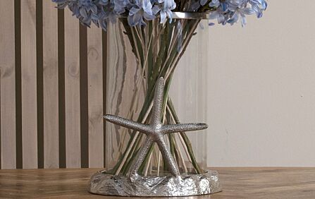 Hill Interiors Silver Starfish Candle Hurricane Lantern