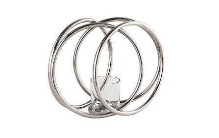 Hill Interiors Farrah Collection Silver XL Four Ring Pillar Candle Holder