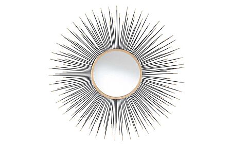 Pacific Lifestyle Black and Gold Metal Starburst Round Wall Mirror