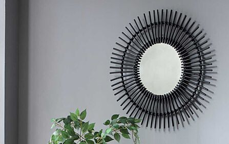 Desser Starburst Rattan Mirror-Black